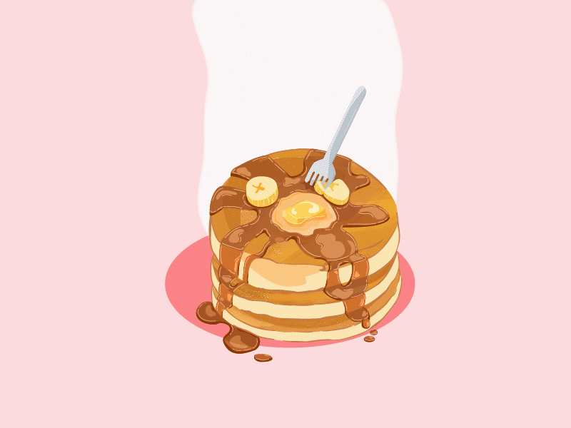 animated gif of pancakes with a fork in it
