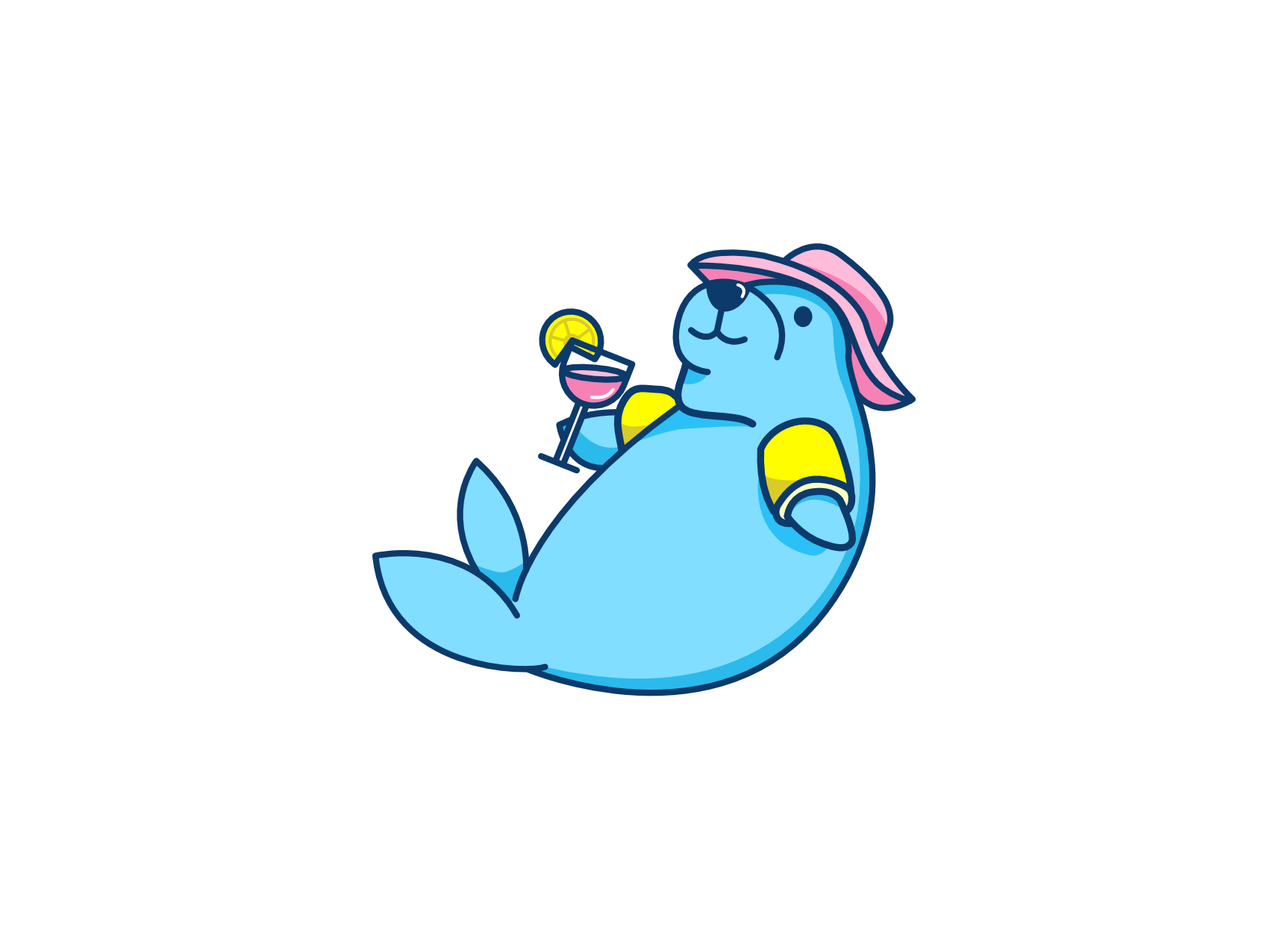 illustration of a walrus with a martini glass