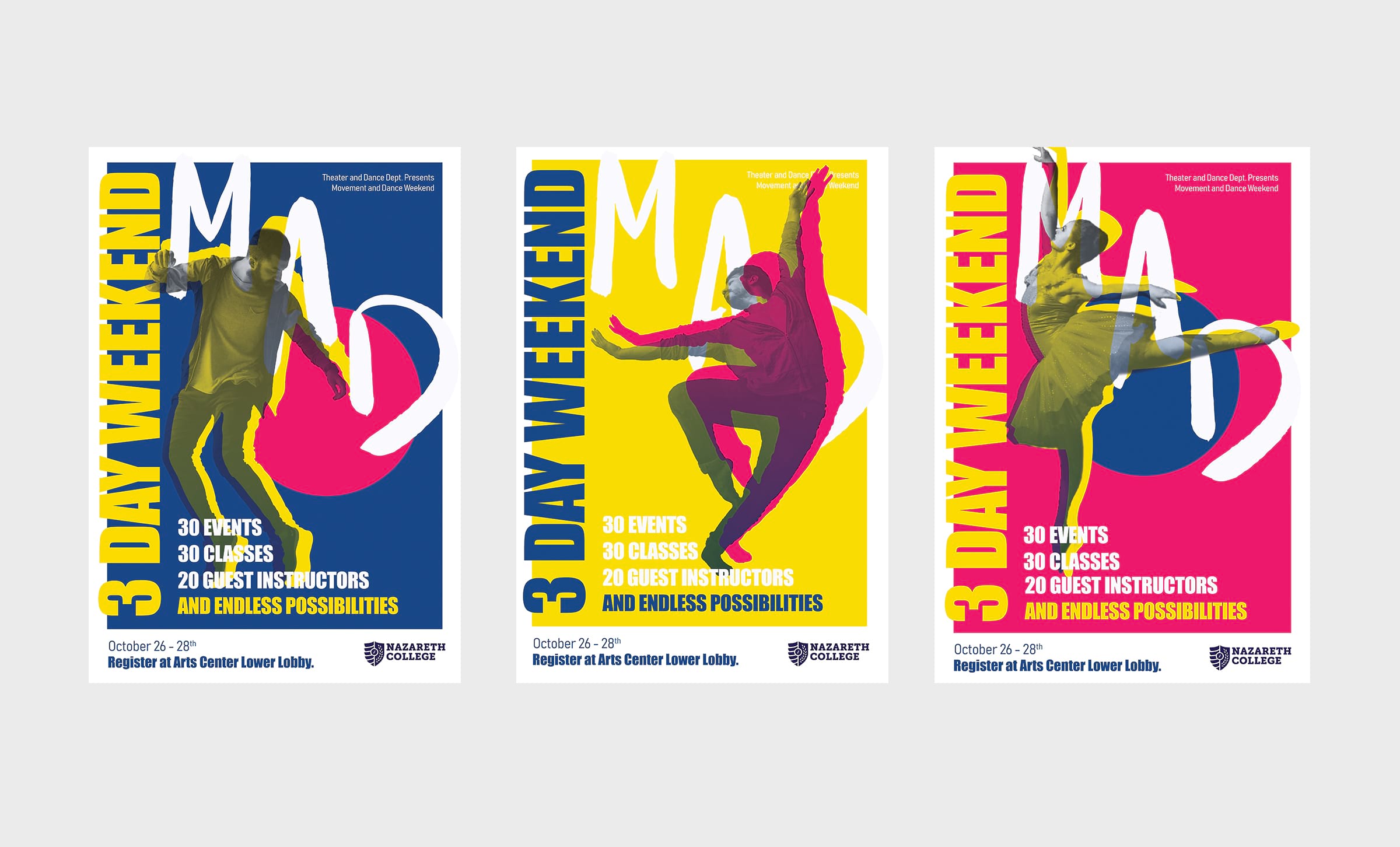 Hero image of three posters.